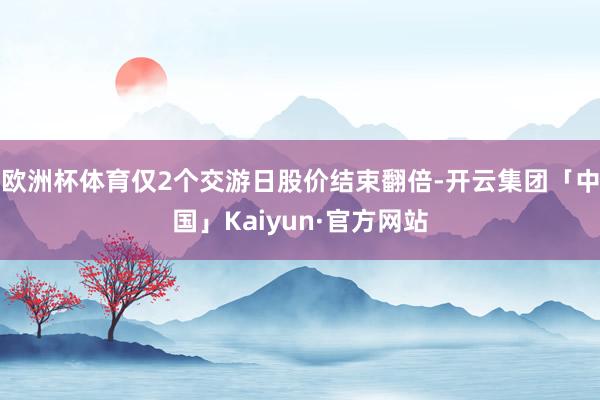 欧洲杯体育仅2个交游日股价结束翻倍-开云集团「中国」Kaiyun·官方网站