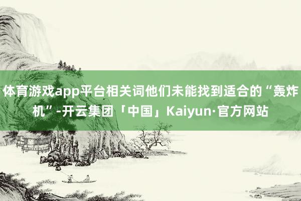 体育游戏app平台相关词他们未能找到适合的“轰炸机”-开云集团「中国」Kaiyun·官方网站