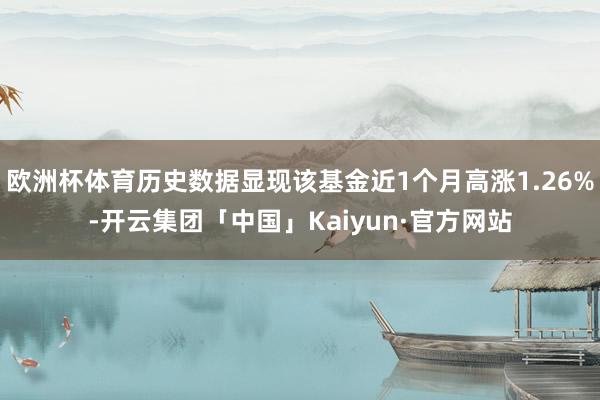 欧洲杯体育历史数据显现该基金近1个月高涨1.26%-开云集团「中国」Kaiyun·官方网站