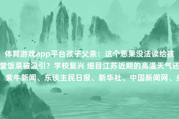 体育游戏app平台孩子父亲：这个恶果没法读给孩子听 细目小学生吐槽食堂饭菜被汲引？学校复兴 细目江苏近期的高温天气还要捏续多久？ 细目开始：紫牛新闻、东谈主民日报、新华社、中国新闻网、央视新闻、国度税务总局、中国后生报微信公号、南通大学附庸病院、@中国篮球协会、央视体育整合：盛慧梅、江音-开云集团「中国」Kaiyun·官方网站