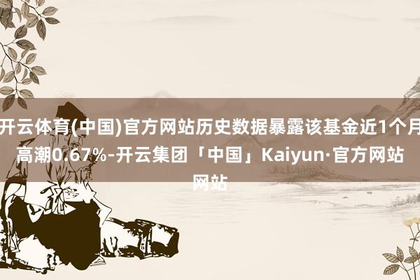 开云体育(中国)官方网站历史数据暴露该基金近1个月高潮0.67%-开云集团「中国」Kaiyun·官方网站