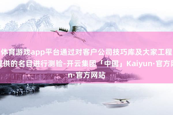 体育游戏app平台通过对客户公司技巧库及大家工程师提供的名目进行测验-开云集团「中国」Kaiyun·官方网站